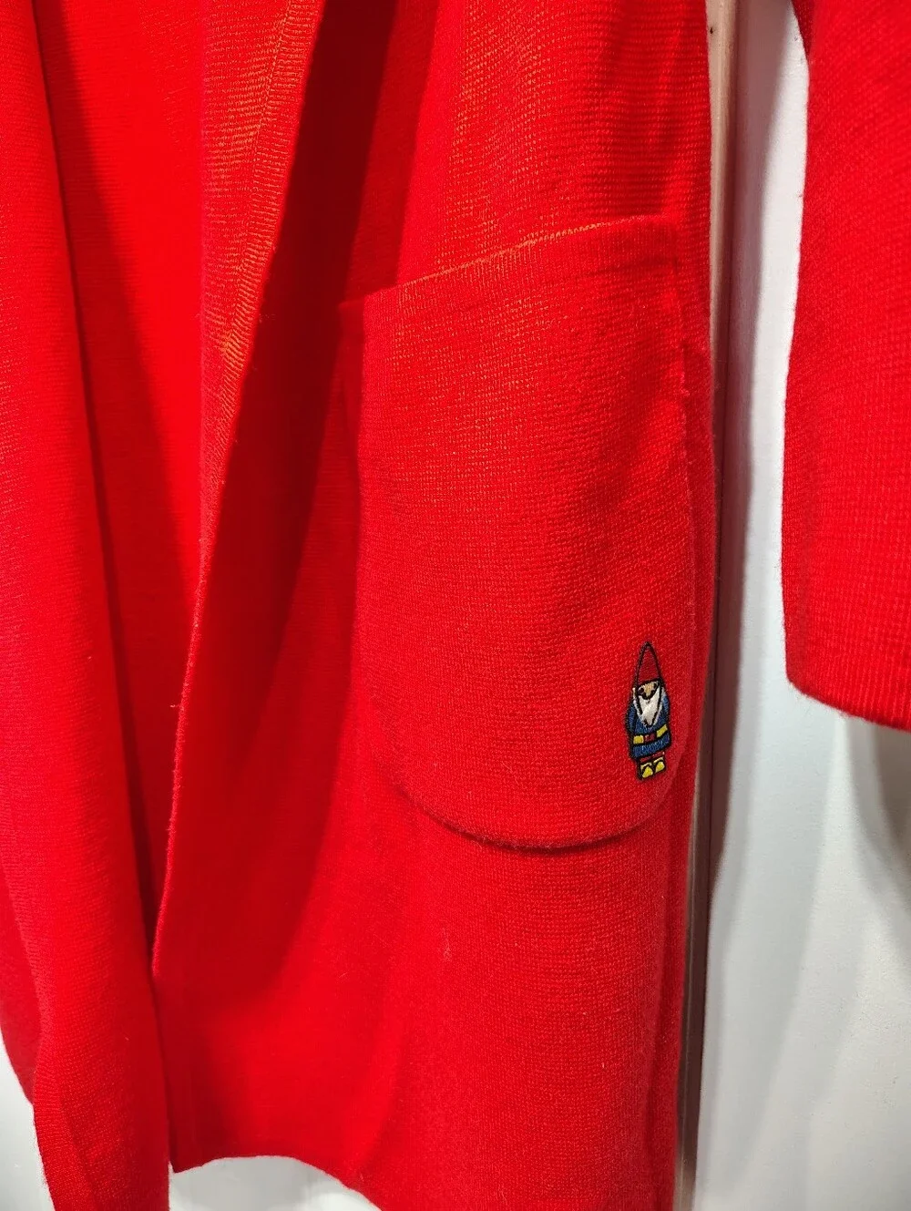 J.Crew Juliette Collarless Sweater Blazer XS Red Open Front Coatigan Gnome